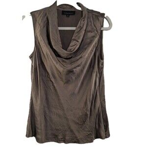 100% Silk Brown Cowl Tank Classiques Entier Size M